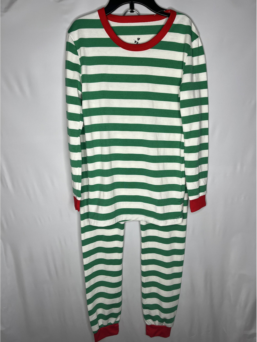 NWOT Coral Bee Green/White/Red Striped 2 Piece Set-Pajamas/Pants Size 10